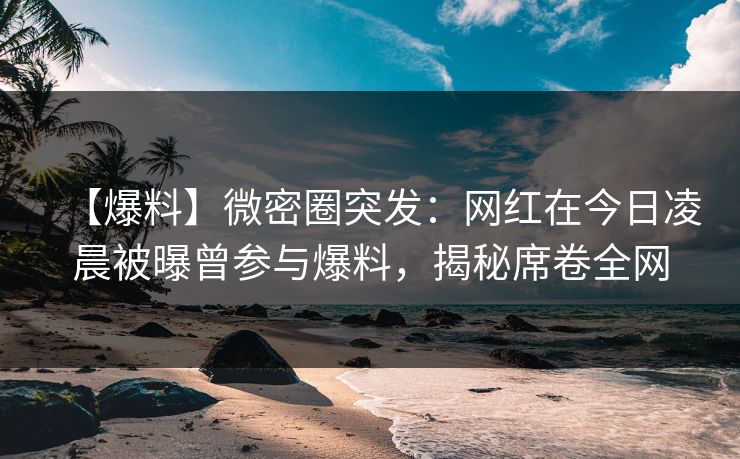 【爆料】微密圈突发：网红在今日凌晨被曝曾参与爆料，揭秘席卷全网