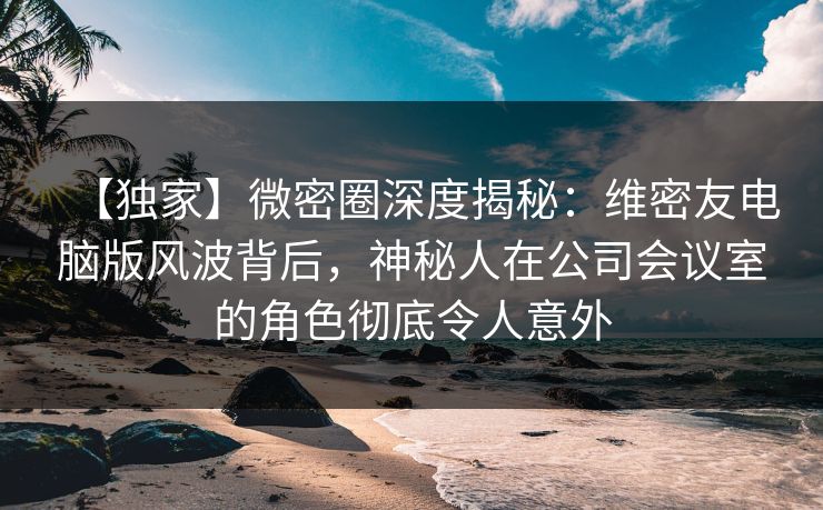 【独家】微密圈深度揭秘：维密友电脑版风波背后，神秘人在公司会议室的角色彻底令人意外