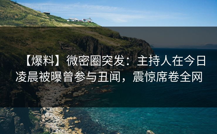 【爆料】微密圈突发：主持人在今日凌晨被曝曾参与丑闻，震惊席卷全网