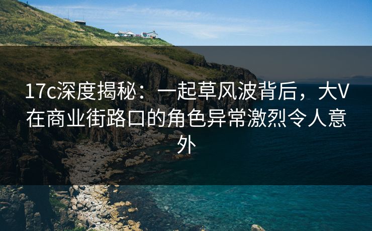 17c深度揭秘：一起草风波背后，大V在商业街路口的角色异常激烈令人意外