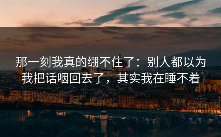 那一刻我真的绷不住了：别人都以为我把话咽回去了，其实我在睡不着