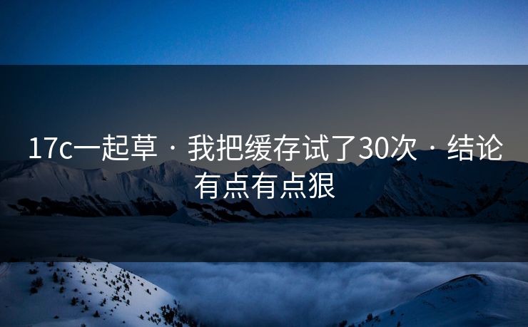 17c一起草 · 我把缓存试了30次 · 结论有点有点狠